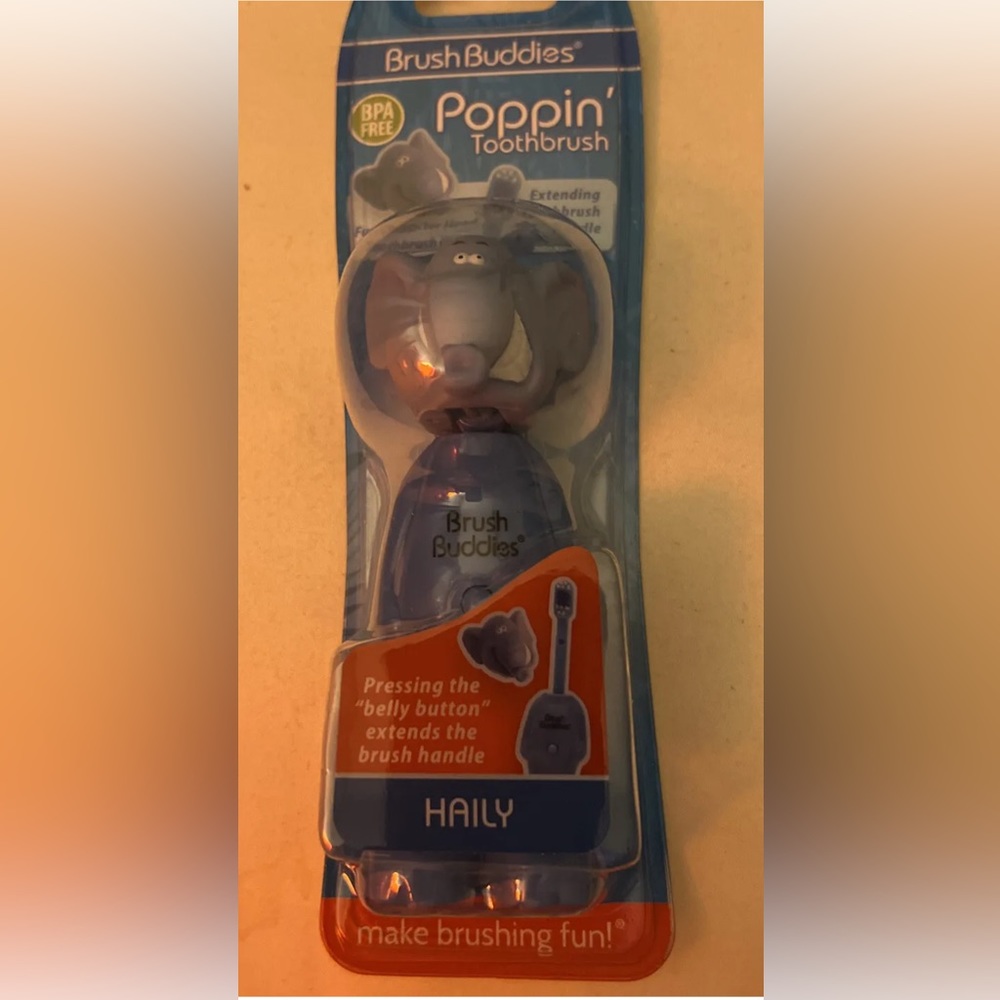 2/$10 Brush Buddies Poppin Kids Toothbrush (Haily) Elephant